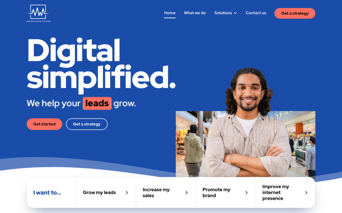 Screenshot of the Deep Blue home page